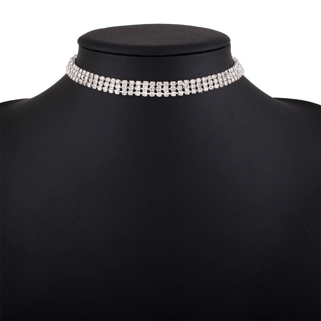 Trendy Rhinestone Geometric Necklace – European & American Style Alloy Necklace for Women
