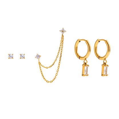 Light Luxury High-Grade Geometric Earrings – Stainless Steel, Fade-Resistant for Women