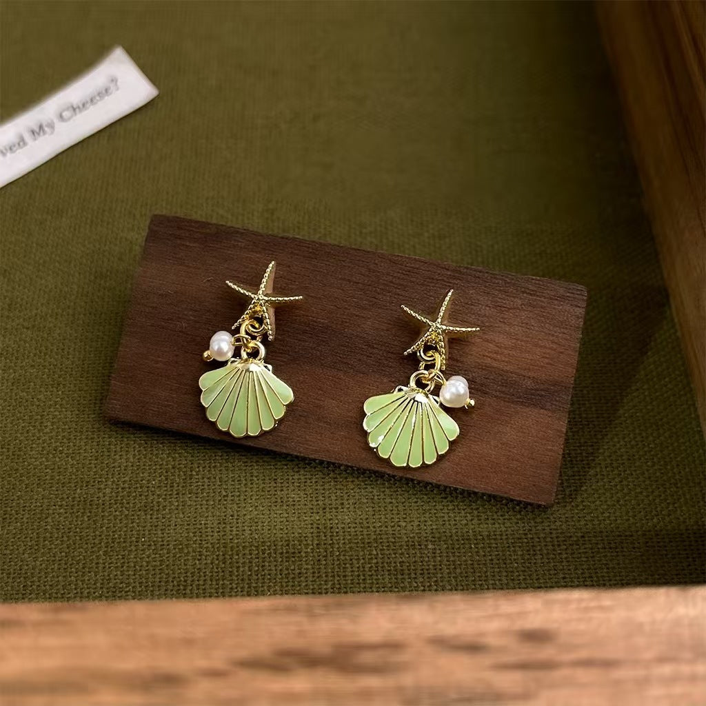 Fresh & Cute 14K Creative Starfish Shell Earrings – Unique Summer-Inspired Design