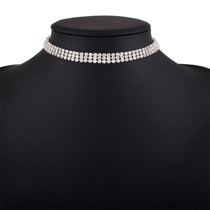 Trendy Rhinestone Geometric Necklace – European & American Style Alloy Necklace for Women