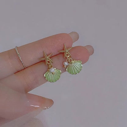 Fresh & Cute 14K Creative Starfish Shell Earrings – Unique Summer-Inspired Design