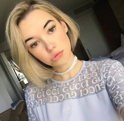 Trendy Rhinestone Geometric Necklace – European & American Style Alloy Necklace for Women