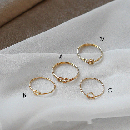 Stacking 14K Gold-Painted Heart Rings – Adjustable Alloy Rings for Women