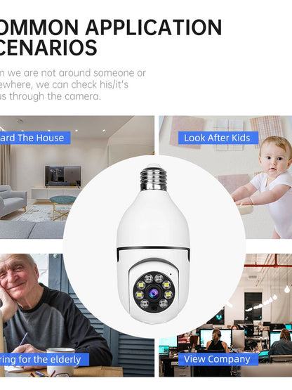 V380 Full HD 1080P Wireless LED PTZ Bulb Camera (Night Vision, Motion Detection, Two-Way Audio)