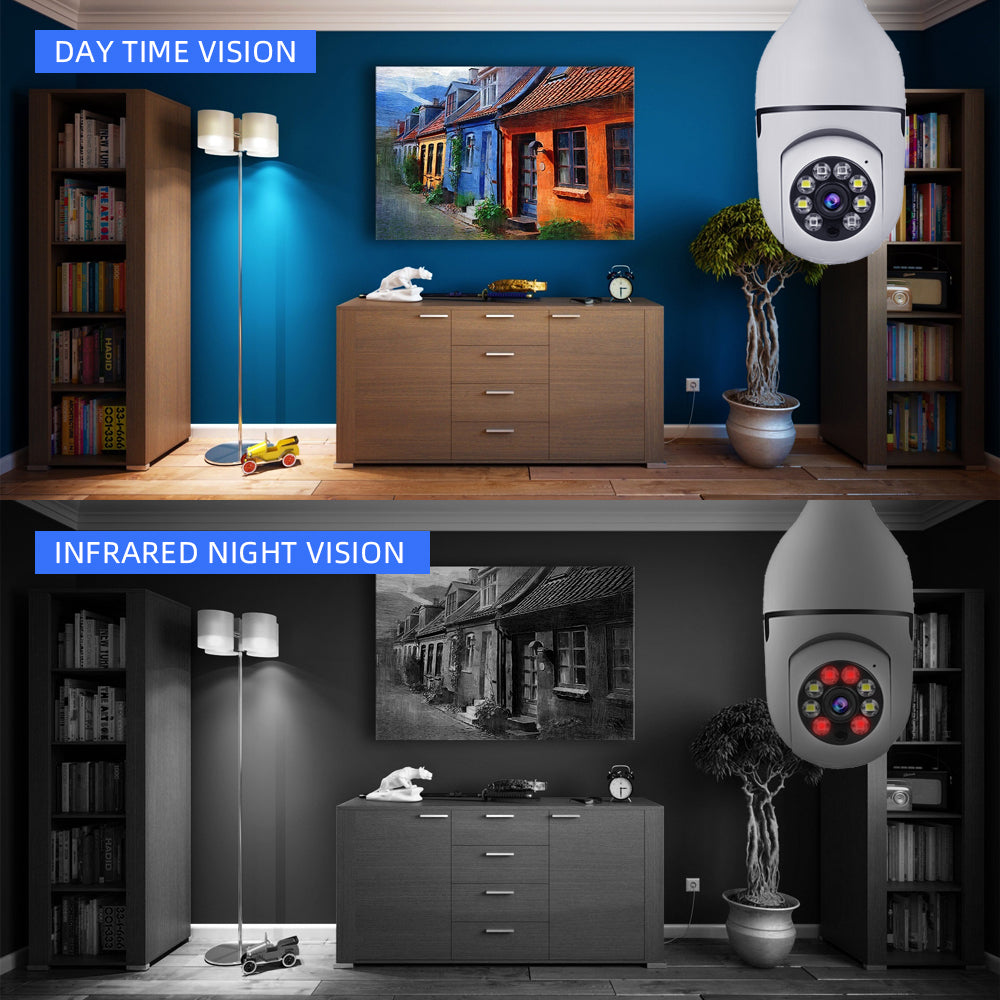 V380 Full HD 1080P Wireless LED PTZ Bulb Camera (Night Vision, Motion Detection, Two-Way Audio)