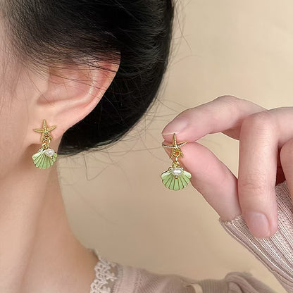 Fresh & Cute 14K Creative Starfish Shell Earrings – Unique Summer-Inspired Design