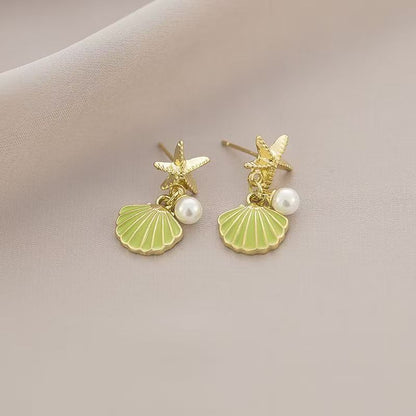 Fresh & Cute 14K Creative Starfish Shell Earrings – Unique Summer-Inspired Design