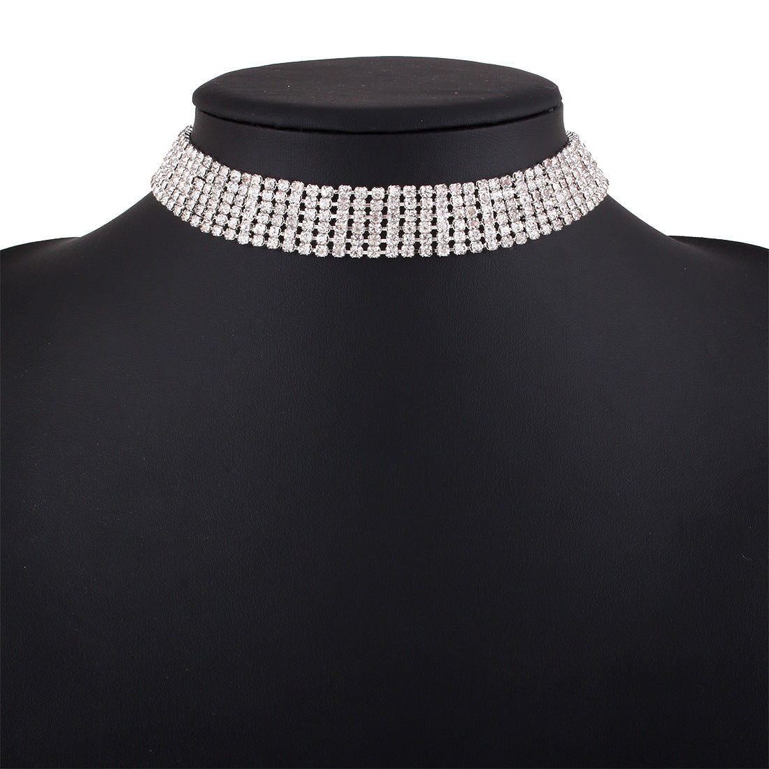 Trendy Rhinestone Geometric Necklace – European & American Style Alloy Necklace for Women