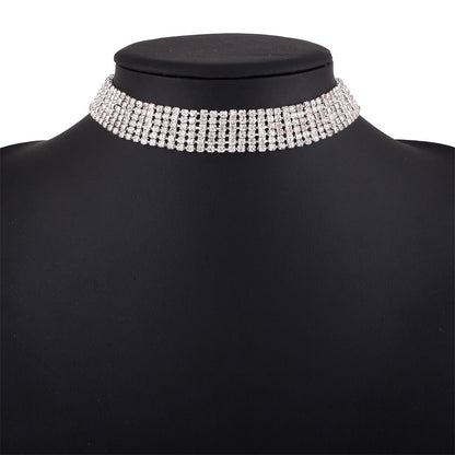 Trendy Rhinestone Geometric Necklace – European & American Style Alloy Necklace for Women