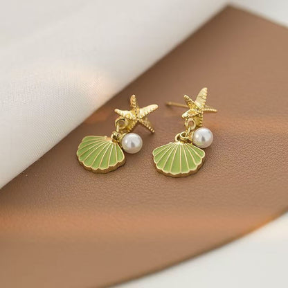 Fresh & Cute 14K Creative Starfish Shell Earrings – Unique Summer-Inspired Design