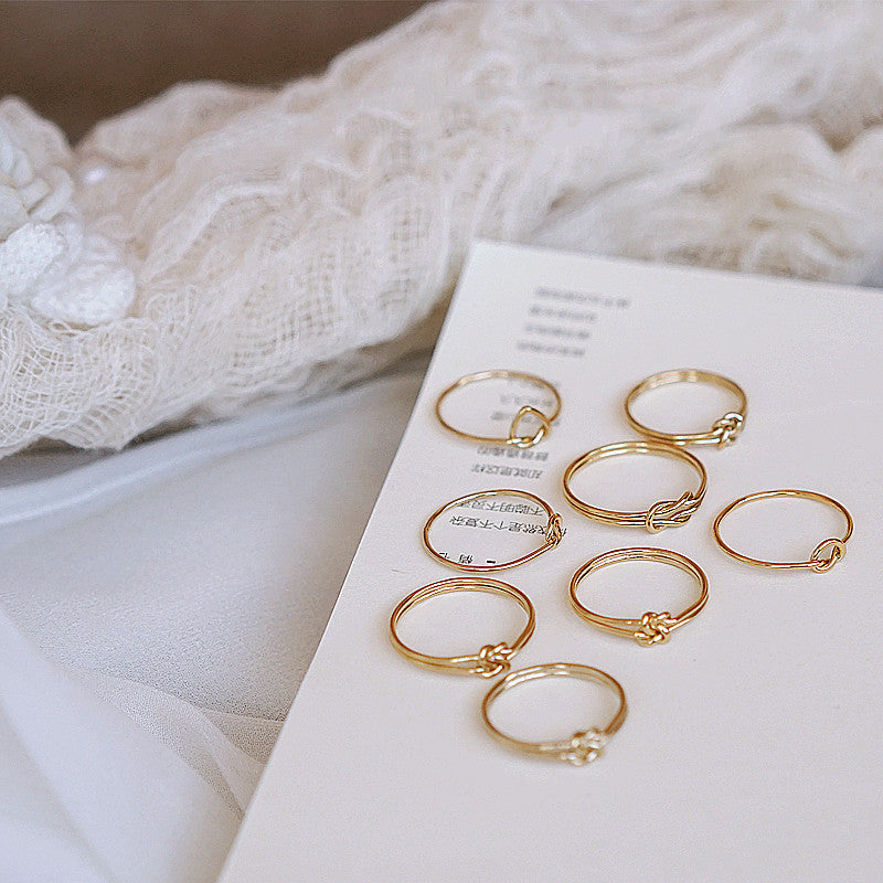 Stacking 14K Gold-Painted Heart Rings – Adjustable Alloy Rings for Women